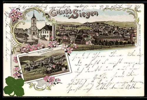 Lithographie Siegen, Marktplatz, Hütten