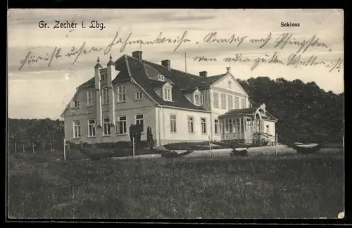 AK Gross Zecher i. Lbg., Blick zum Schloss