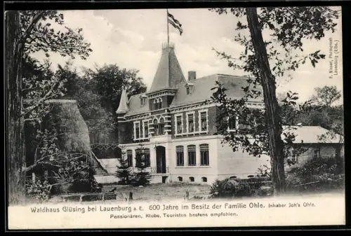 AK Lauenburg a. E., Gaststätte Waldhaus Glüsing, Inh. Joh. Ohle