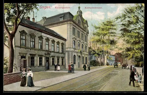 AK Siegen, Partie in der Kampenstrasse mit Gasthof Kaisergarten