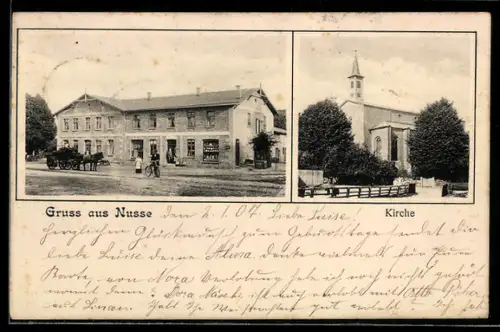 AK Nusse, Kirche und Ladengeschäft