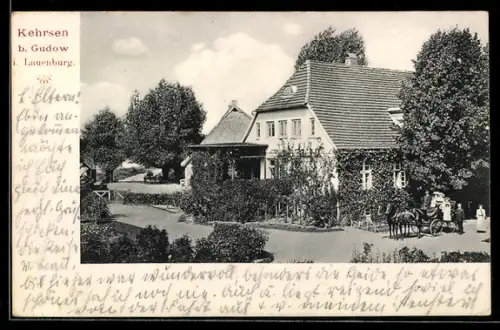 AK Kehrsen b. Gudow, Anwesen mit Kutsche
