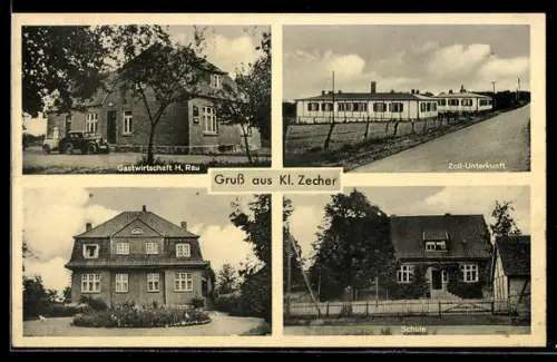 AK Klein Zecher, Gastwirtschaft H. Rau, Zoll-Unterkunft, Schule