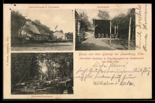 AK Glüsing, Gastwirtschaft und Tanzsalon, Gartenhalle, Gartenetablissement, Inh. Johs. Ohle