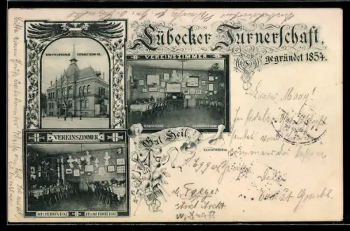 AK Lübeck, Turnerschaft gegründet 1854, Hauptturnhalle, Vereinszimmer und Alte Herren-Ecke