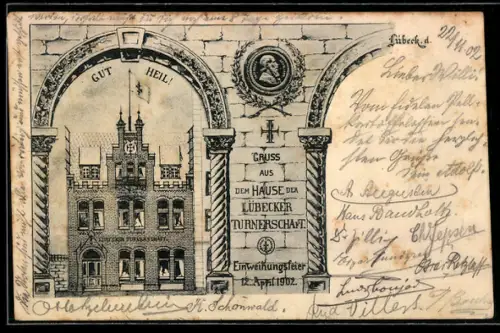AK Lübeck, Haus der Lübecker Turnerschaft, Einweihungsfeier 1902