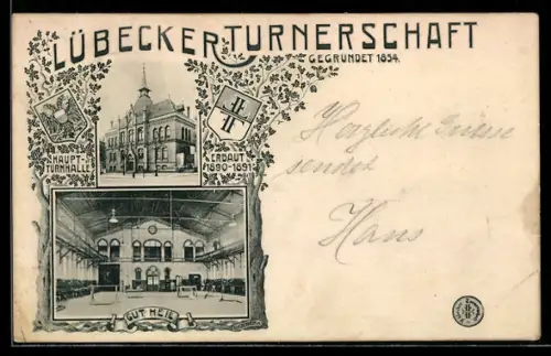 AK Lübeck, Haupthalle der Lübecker Turnerschaft und Turnraum