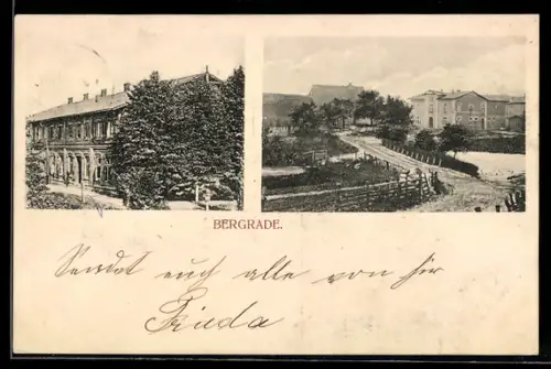AK Bergrade, Teilansicht des Ortes und Gutshaus
