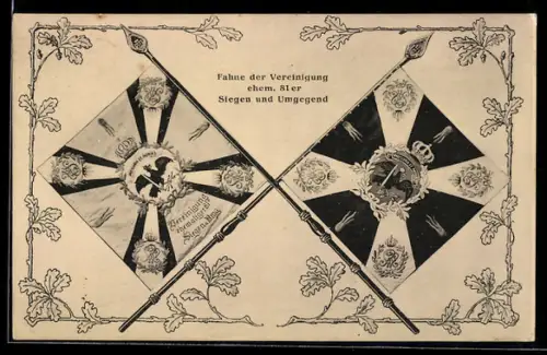 AK Siegen /Westf., Wiedersehensfeier ehemaliger 81er mit Flaggen, Pro Gloria et Patria