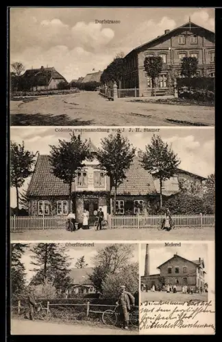 AK Mölln, Dorfstrasse, Kolonialwarenhandlung von J. J. H. Stamer, Oberförsterei und Meierei