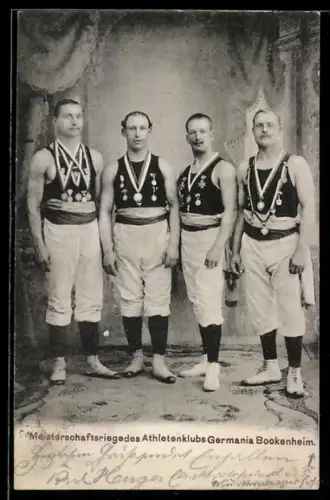 AK Bockenheim, Meisterschaftsriege des Athletenklubs Germania mit Medaillen