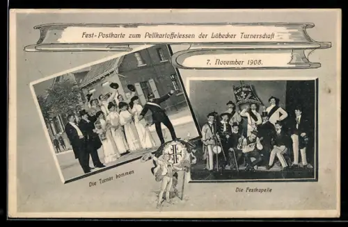 AK Lübeck, Pellkartoffelessen der Lübecker Turnerschaft 7. November 1908, Die Festkapelle