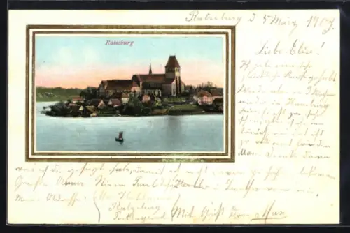 AK Ratzeburg, Blick auf den Dom vom Wasser aus