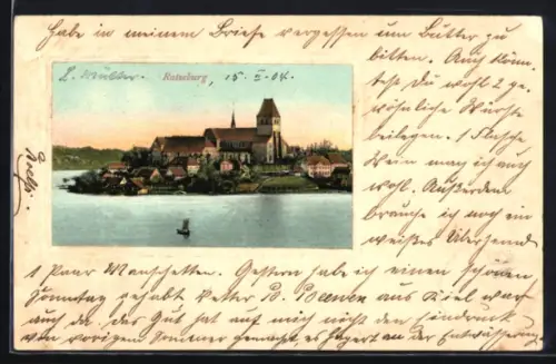 AK Ratzeburg, Blick auf den Dom vom See aus