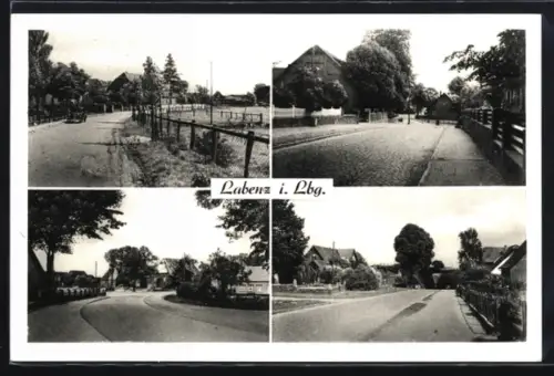 AK Labenz i. Lbg., Ortspartie mit Fahrstrasse, Strassenpartie mit Wohnhäusern