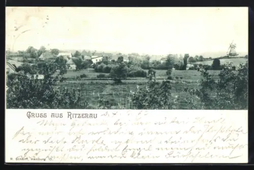 AK Ritzerau, Ortsansicht mit Windmühle
