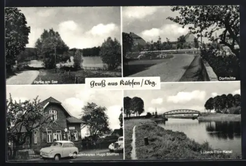 AK Kühsen, Gemischtwaren Hugo Steffen, Lübeck-Elbe-Kanal, Dorfmitte