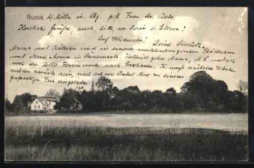 AK Nusse, Teilansicht des Ortes vom Seeufer aus