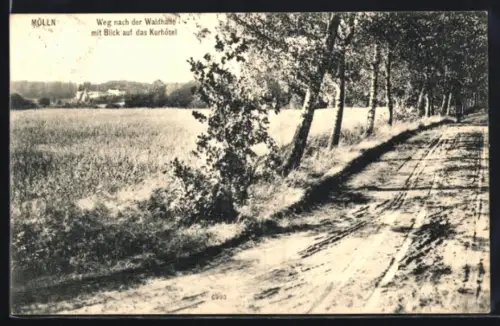 AK Mölln, Weg nach der Waldhalle mit Blick auf das Kurhotel