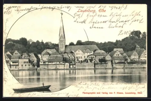 AK Lauenburg, Ortsansicht mit Kirche