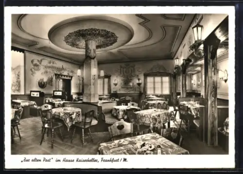 AK Frankfurt a. M., Gasthaus Zur alten Post im Hause Kaiserkeller, Innenansicht