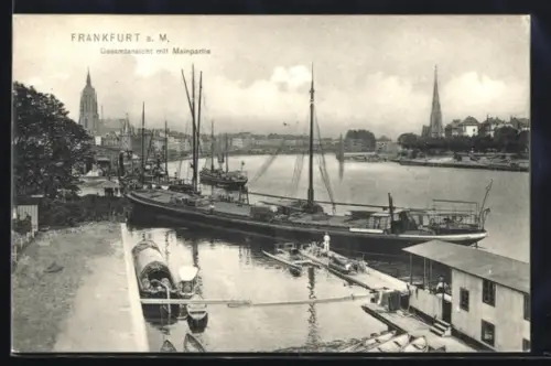 AK Frankfurt a. M., Gesamtansicht mit Mainpartie