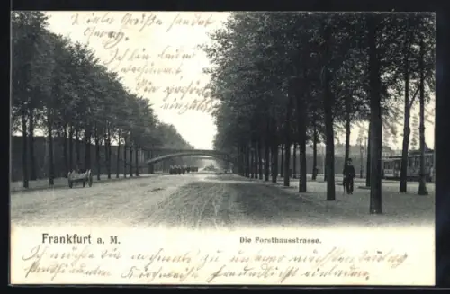 AK Frankfurt-Sachsenhausen, Forsthausstrasse mit Brücke, Strassenbahn