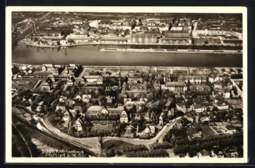 AK Frankfurt-Sachsenhausen, Städtisches Krankenhaus vom Flugzeug aus