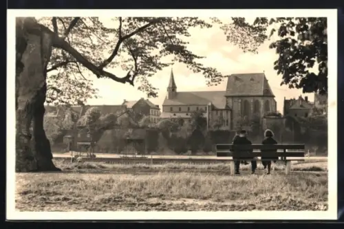 AK Frankfurt a. Main-Höchst, Blick von der Tillylinde auf St. Justinuskirche