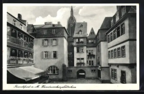 AK Frankfurt a. M., Handwerkerplätzchen aus der Vogelschau