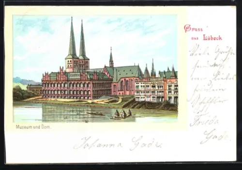 Lithographie Lübeck, Museum und Dom