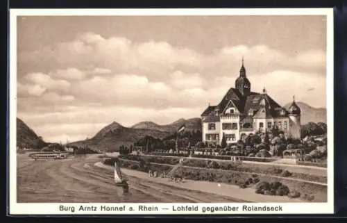 AK Honnef a. Rhein, Burg Arntz, Lohfeld gegenüber Rolandseck