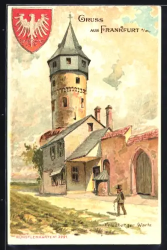 Lithographie Frankfurt-Ostend, Friedberger Warte, Wappen