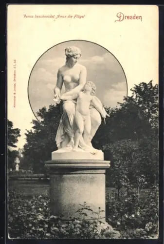 AK Dresden, Bürgerwiese, Venus beschneidet Amor die Flügel