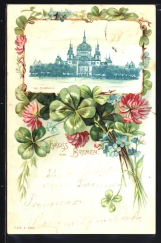 Lithographie Bremen, Das Parkhaus, Kleeblätter, Passepartout