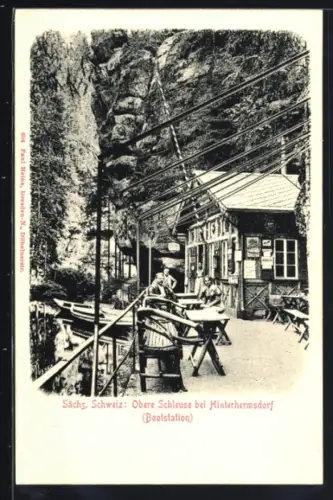 AK Hinterhermsdorf /Sächs. Schweiz, Bootstation Obere Schleuse