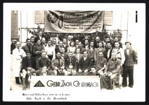 AK Köln-Ehrenfeld, Zweihorn-Werk, Spezial-Fabrik mod. Holzbeizen-Polituren, Beiz- und Polierkurs 1950