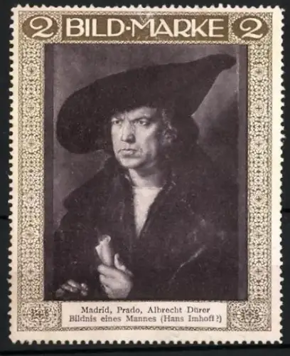 Reklamemarke Madrid, Prado, Albrecht Dürer, Bildnis eines Mannes