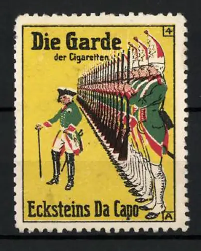 Reklamemarke Ecksteins Da Capo, Die Garde der Cigaretten, Friedrich der Grosse & 1. Garde-Regiment