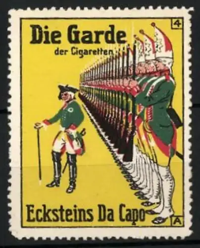 Reklamemarke Ecksteins Da Capo, Die Garde der Cigaretten, 1. Garde-Regiment & Friedrich der Grosse