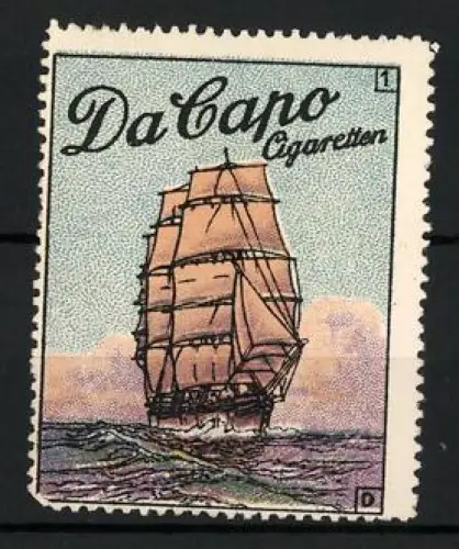 Reklamemarke Da Capo Cigaretten, Segelschiff