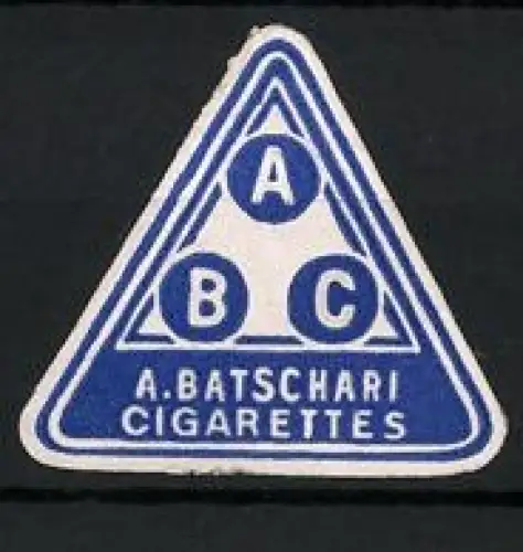 Reklamemarke A. Batschari Cigarettes, Dreieckiges Logo
