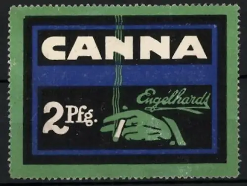 Reklamemarke Canna Engelhardt, Grüne Hand mit Zigarette