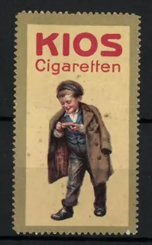 Reklamemarke Kios Cigaretten, Kleiner Knabe mit Zigarette