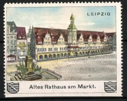 Reklamemarke Leipzig, Altes Rathaus am Markt, Gebäudeansicht
