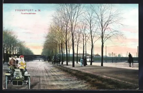 AK Frankfurt-Sachsenhausen, Forsthausstrasse mit Strassenbahn