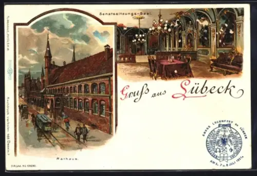 Lithographie Lübeck, Rathaus, Senatsitzungs-Saal