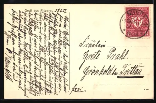 AK Ritzerau, Försterei mit Feldweg