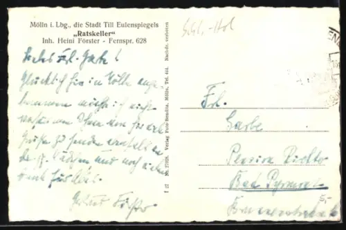 AK Mölln i. Lbg., Gasthaus Ratskeller, Innenansicht