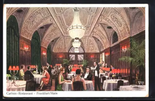 AK Frankfurt, Carlton Hotel, Innenansicht Restaurant